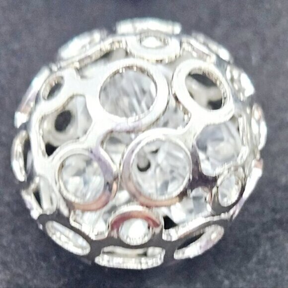 Silver Plated Tribal Open Sphere Studded Earrings with a Postback - Picture 4 of 5